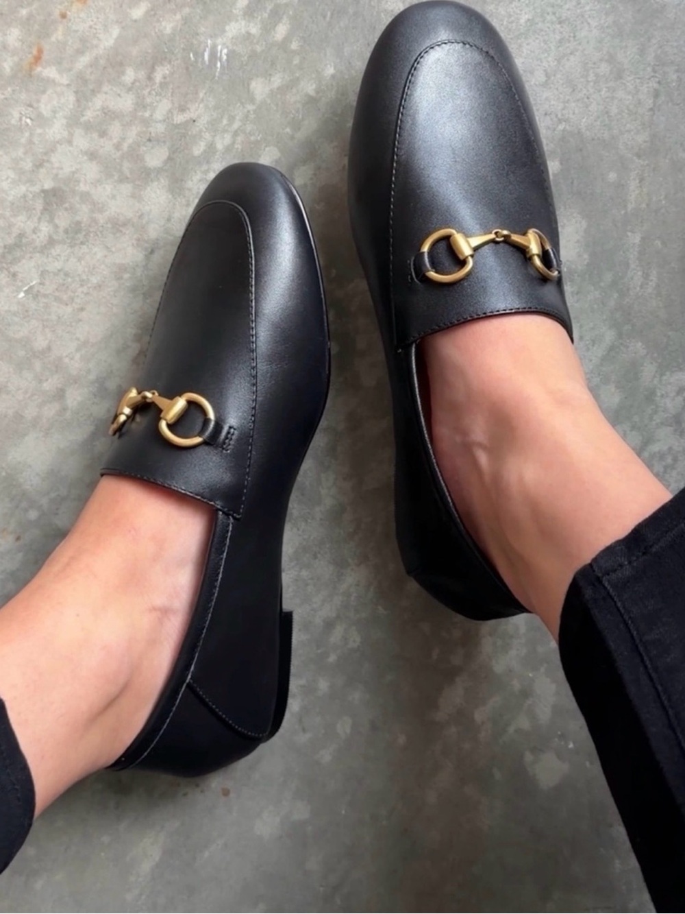Quince Italian Leather Horsebit Loafers Black Gold Hardware Women’s Size 7 - Picture 6 of 14